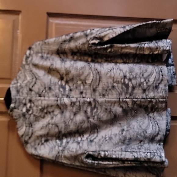 Chico's-Tan jkt with blk lace and beading with 3/4 sleeves Size 1=M. NWT. - Picture 6 of 8